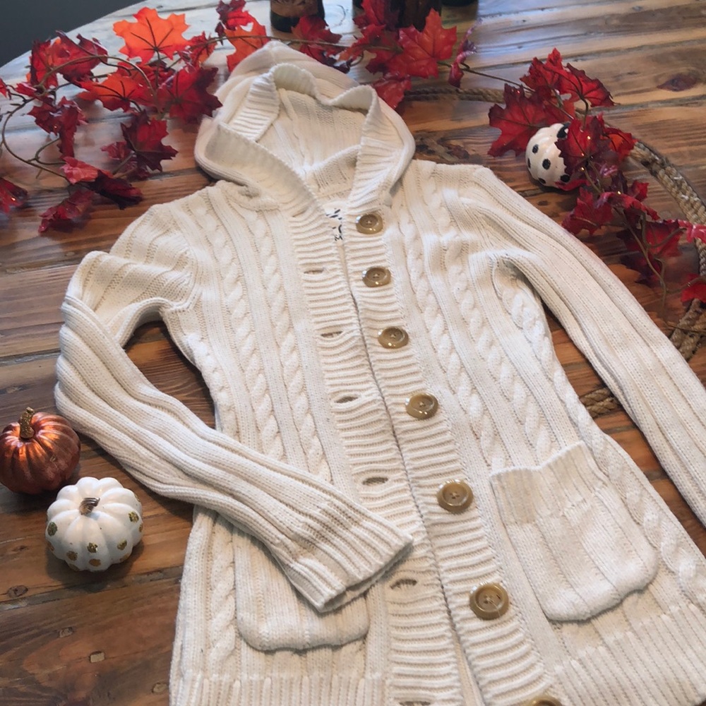 Kirra cream color hooded cardigan sweater
